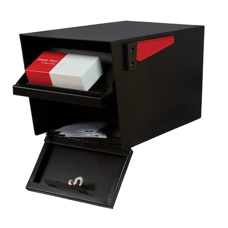 Mail Boss Mail Boss Mail Manager Modern Galvanized Steel Post Mount Black Locking Mailbox 7506